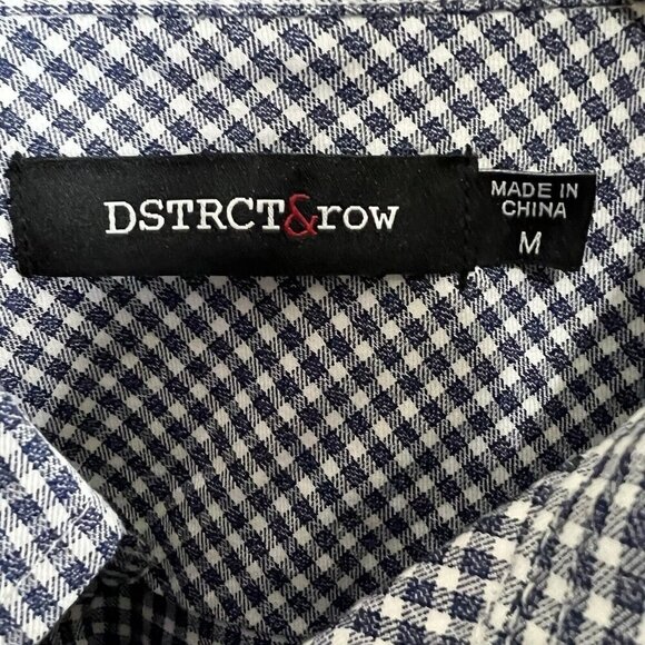 DSTRCT&Row Dress Shirt Long Sleeve White Blue Check Collared Size Medium NEW - Picture 5 of 10